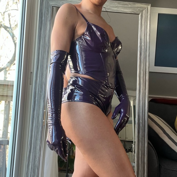 Savage X Fenty Playtime Purple Leather Tease Vinyl Bustier - Picture 6 of 6